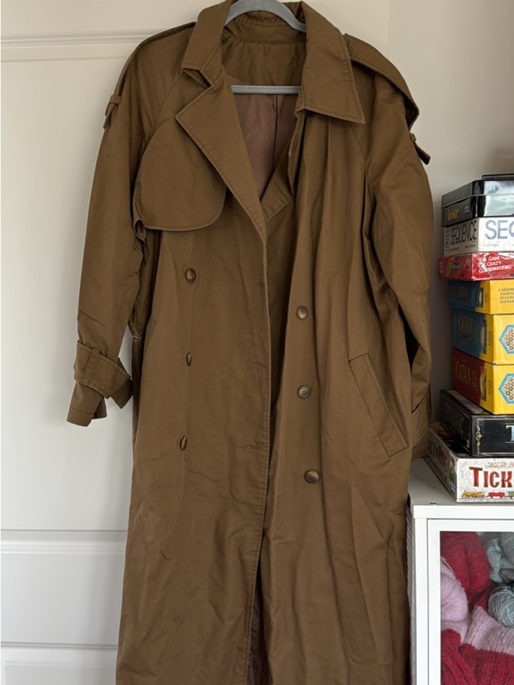 Classic Men's Long Trench Coat in Brown